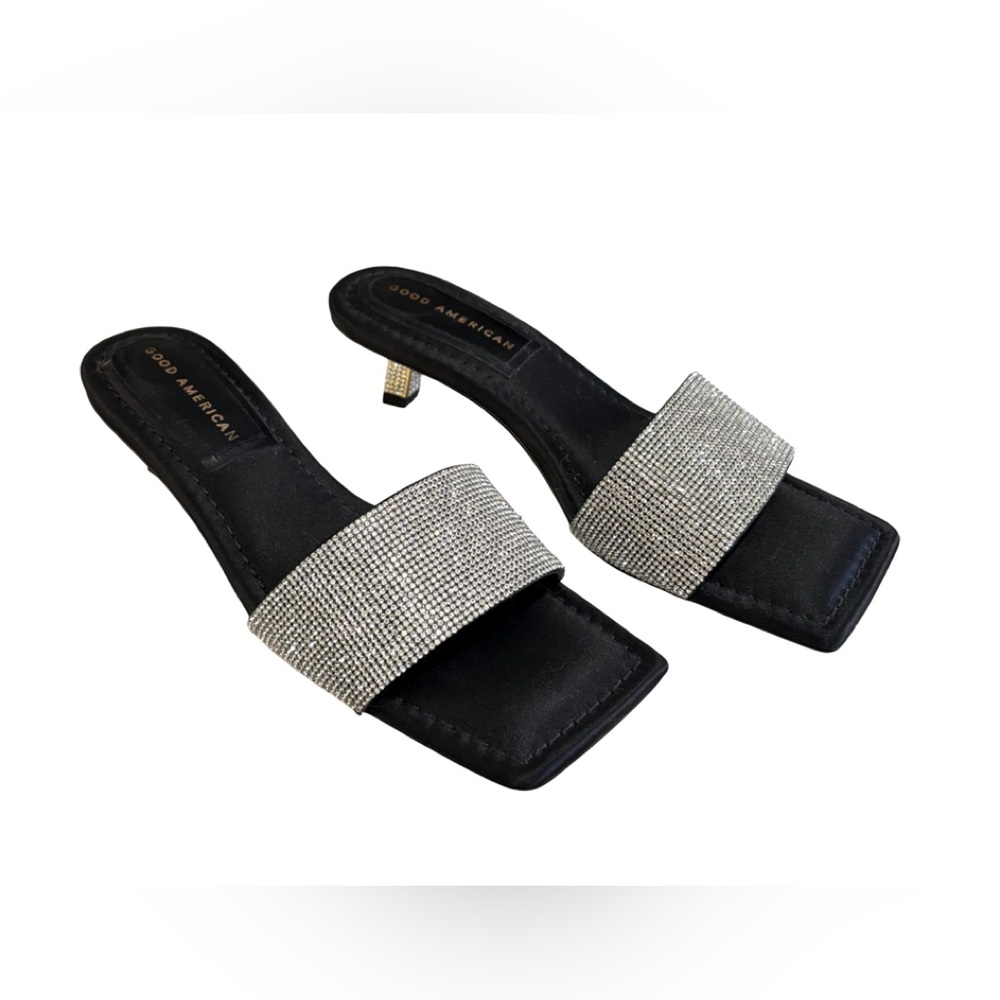 Good American Diamond Slide Kitten Heel Sandals, New in Box, Size 7